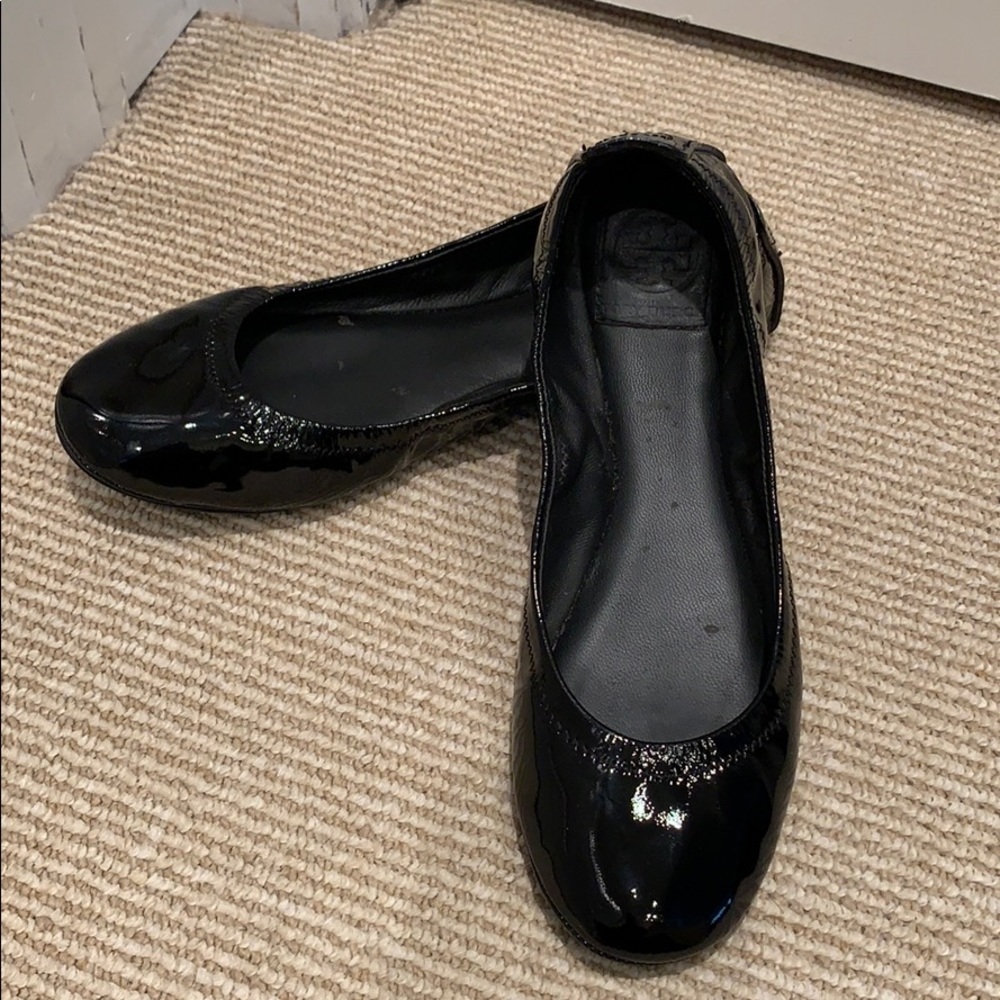 Tory Burch black patent ballet shoes